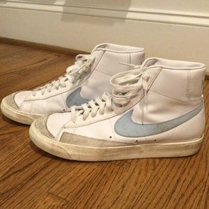 Nike Blazers, Size 11, White leather with Carolina Blue Swoosh